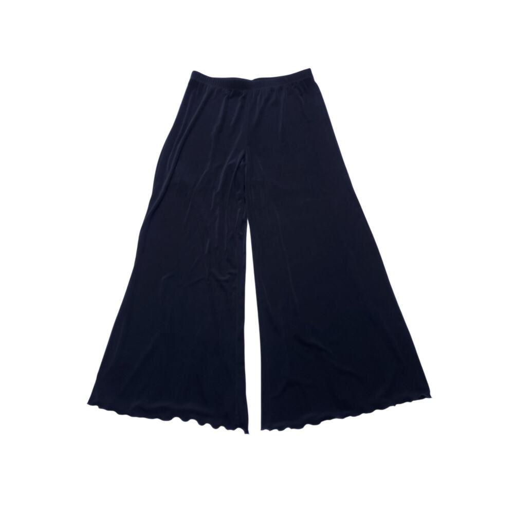 Chico's Travelers Black Wide Leg Pants Scalloped Hem Chicos Sz 3 Reg XL 16